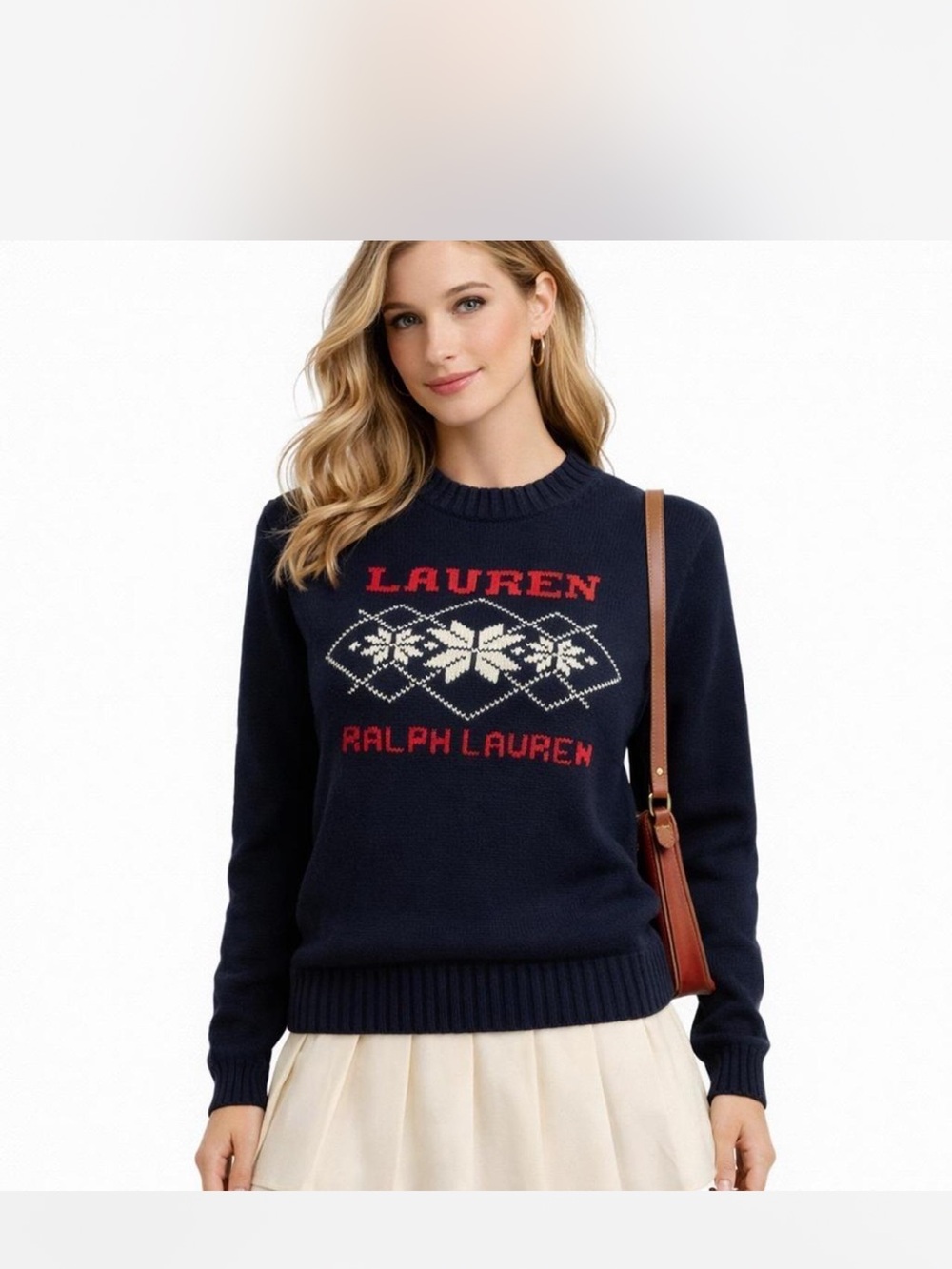 Ralph Lauren Navy Fair Isle Logo Crewneck Sweater
